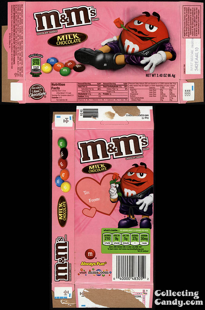 Mars - M&M's Milk Chocolate - 3.40 oz Valentine's candy box - February 2014