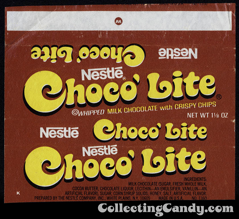 Nestle - Choco'Lite - 1 1/8 oz chocolate candy bar wrapper - 1975-76