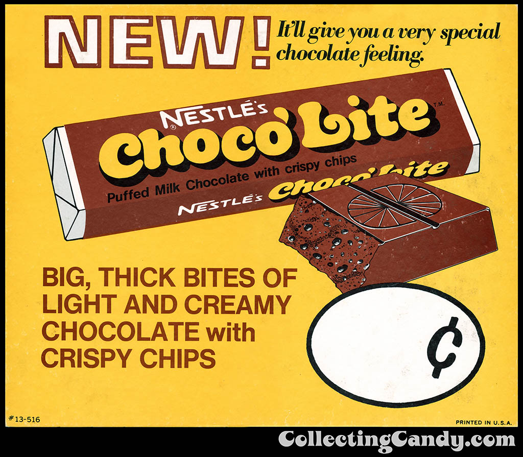 Nestle's - Choco'Lite - NEW - A Very Special Chocolate Feeling - in-store promotional cardboard sign - 1972
