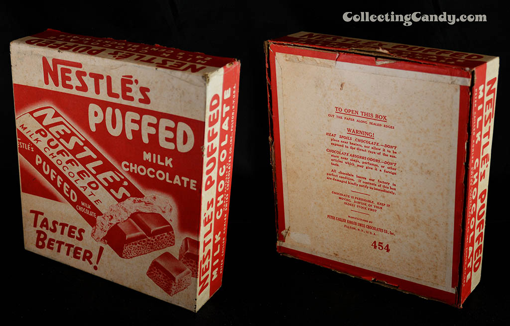 Nestle's Puffed - Milk Chocolate - display shelf counter box - 1950's