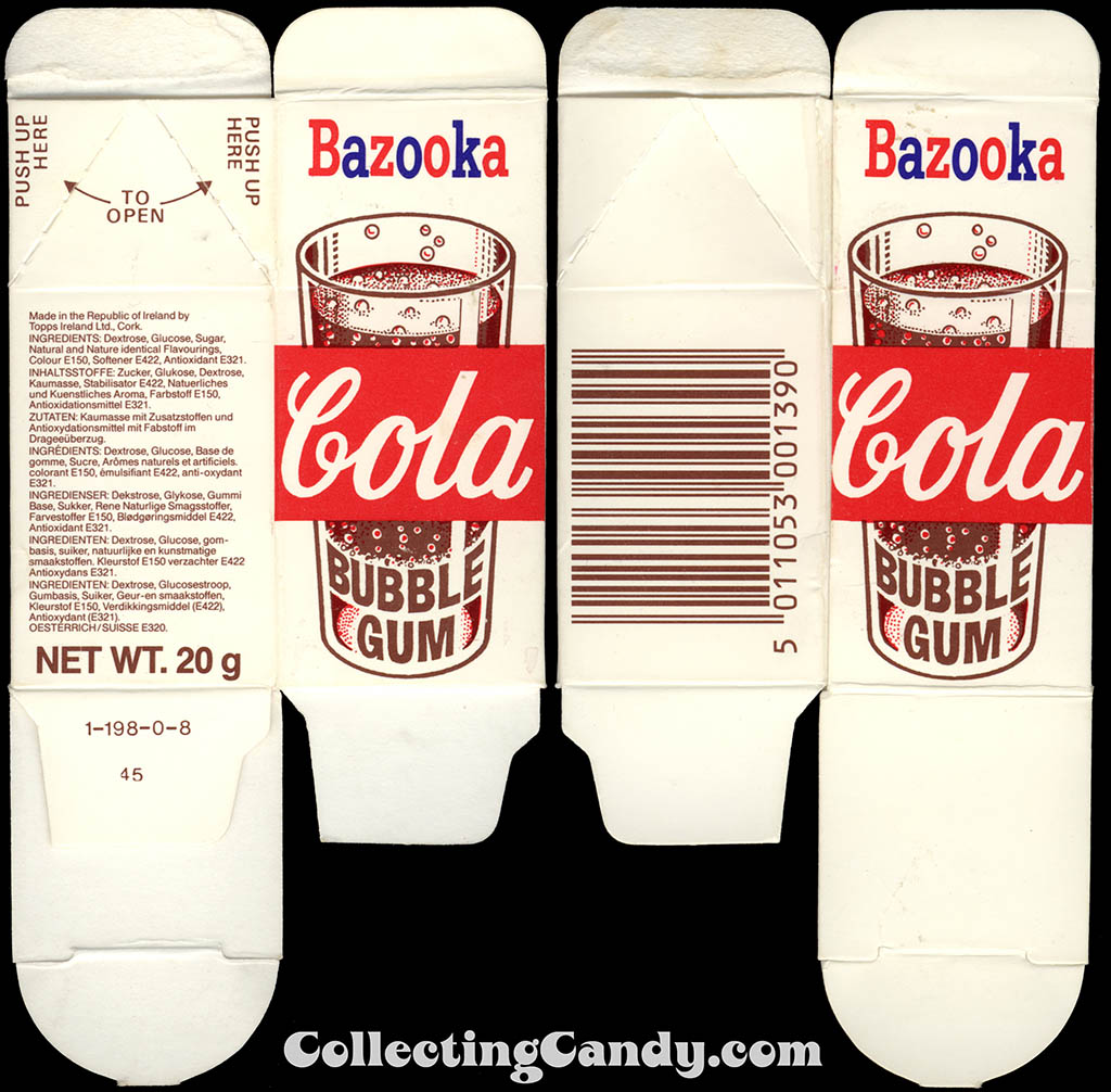 Ireland - Topps - Bazooka Cola Bubble Gum carton package - 1980's 1990's