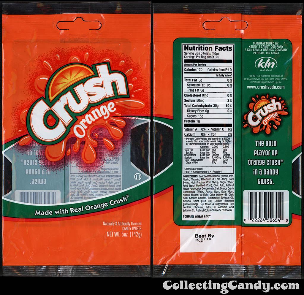 KLN - Kenny's Candy Company - Crush Orange - licorice twists - 5oz candy package - 2014