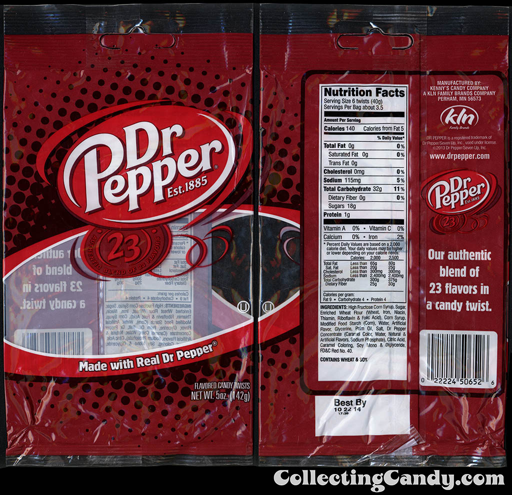 KLN - Kenny's Candy Company - Dr Pepper - licorice twists - 5oz candy package - 2014