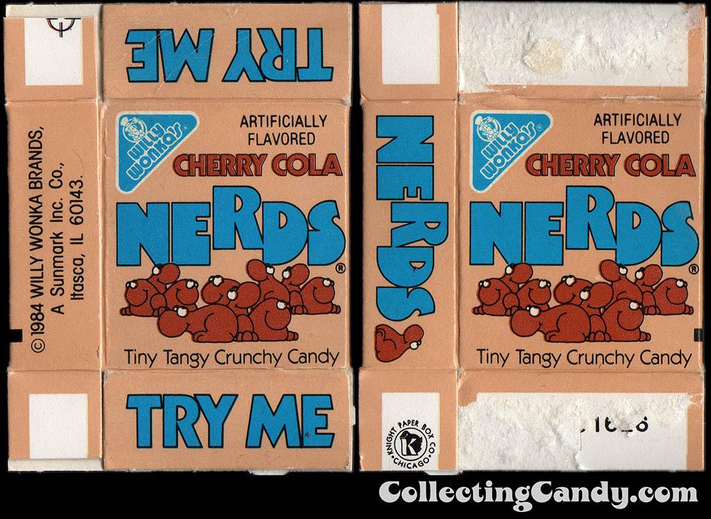 Sunmark - Willy Wonka's - Nerds Cherry Cola -  try me size candy box - 1984