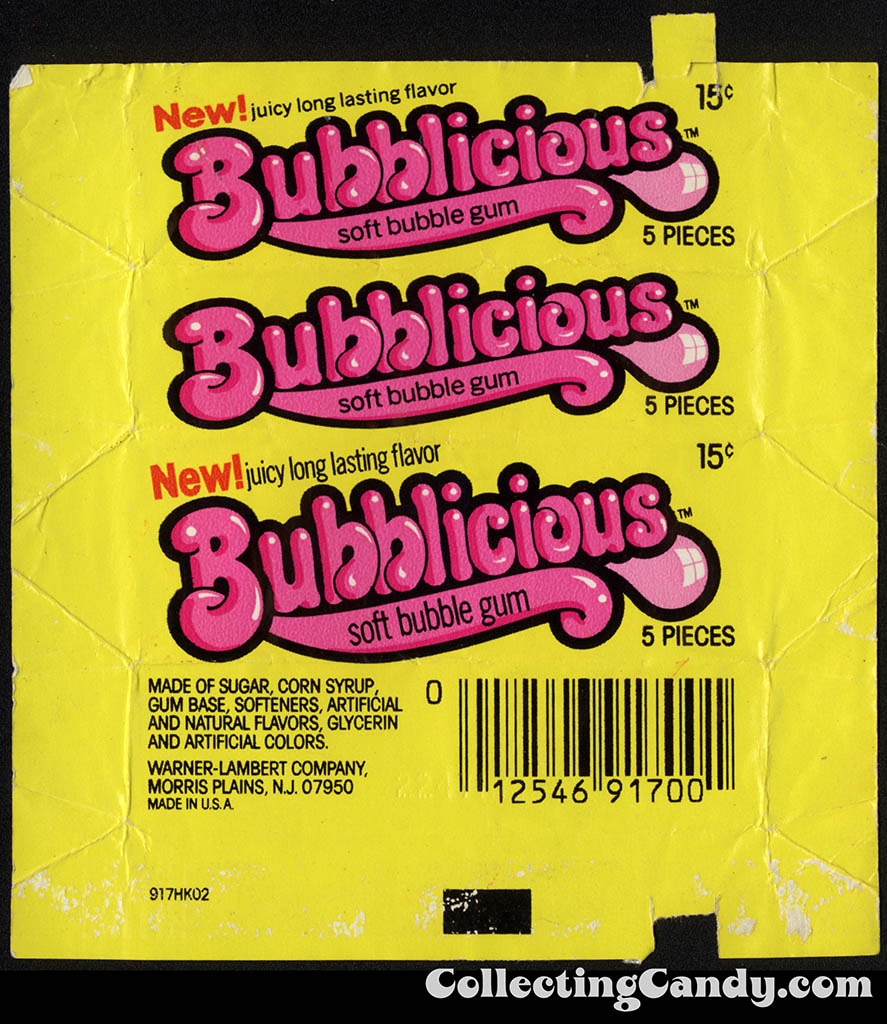 Warner-Lambert - Bubblicious - NEW - 15-cent bubble gum pack wrapper - 1977