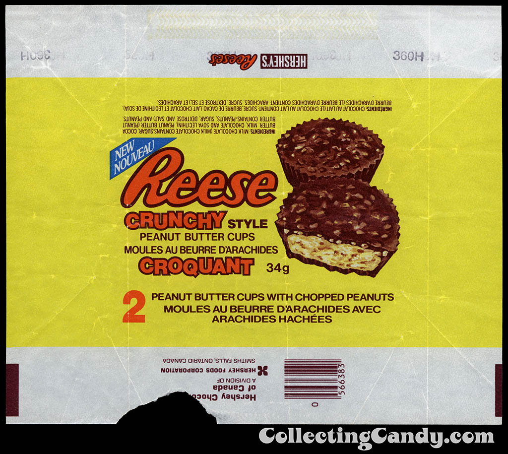 Canada - Hershey - Reese Crunchy - NEW - 34g chocolate candy wrapper - 1980