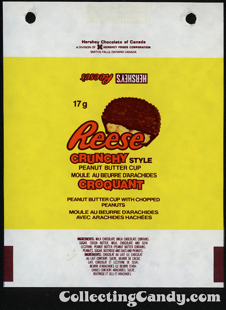 Canada - Hershey - Reese Crunchy - single - 17g chocolate candy wrapper - 1981