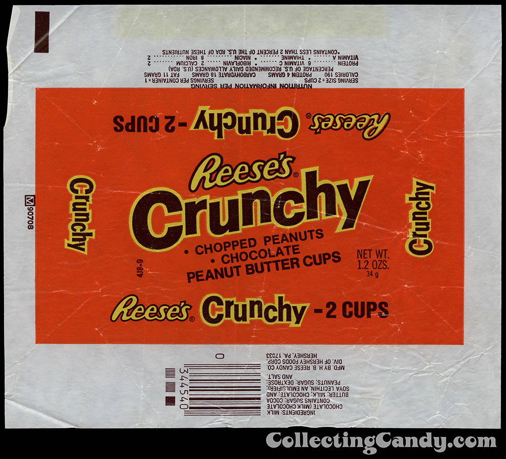 Hershey - Reese's Crunchy - 1.2 oz - chocolate candy wrapper - 1979