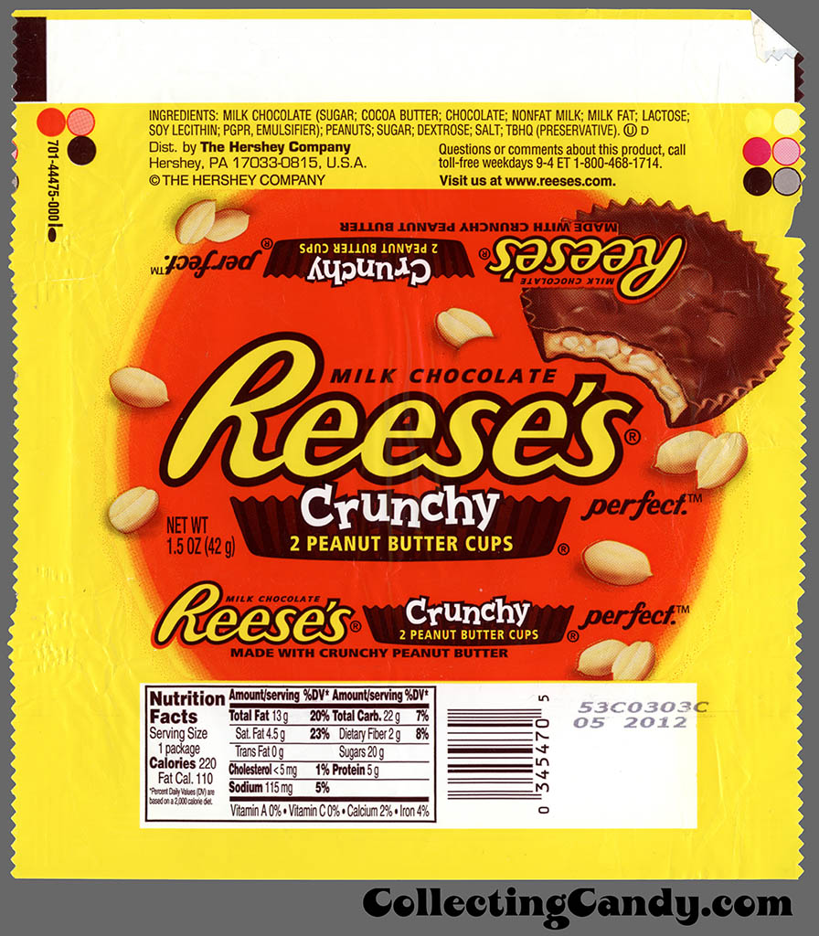 Hershey - Reese's Crunchy - 1.5 oz chocolate candy wrapper - 2011