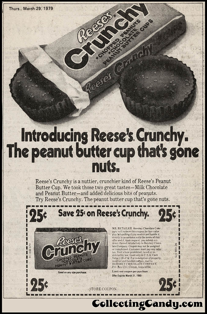 Reese's Crunchy - Introduction newspaper ad and coupon - March 1979