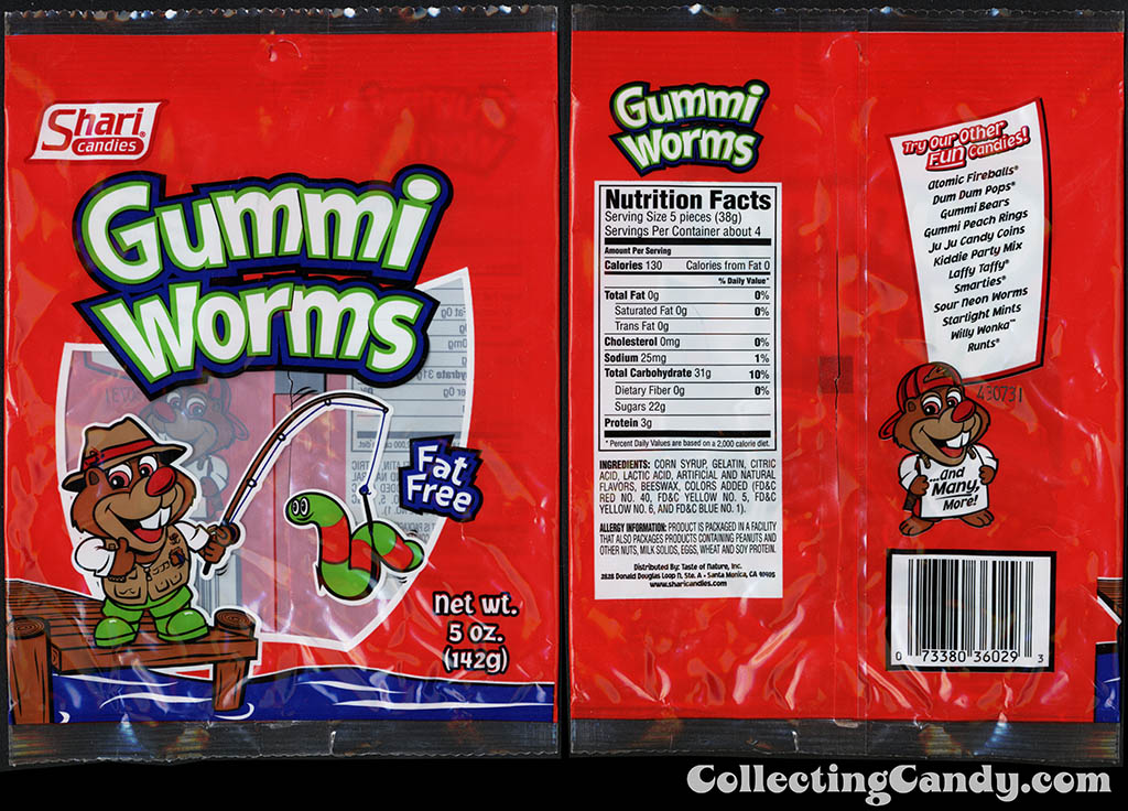 Shari Candies - Gummi Worms - 5 oz candy package - 2015
