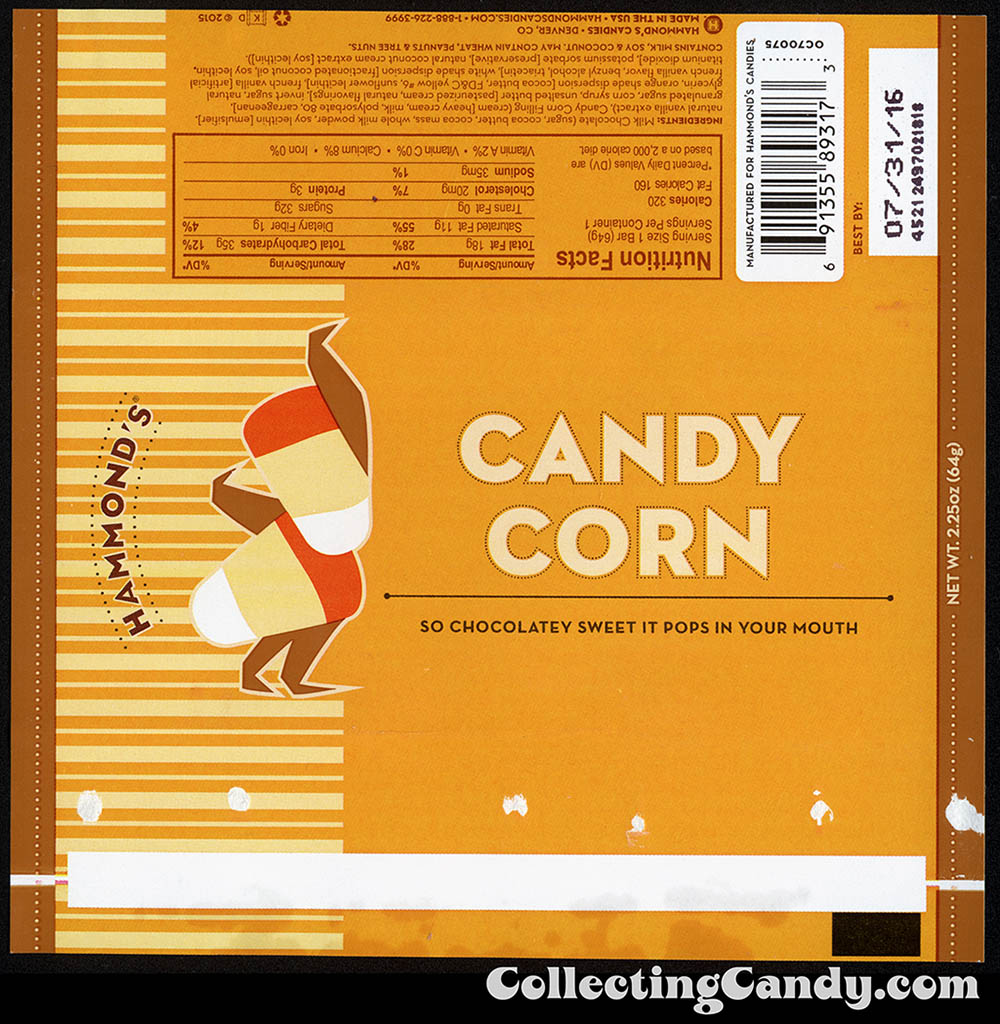 Hammond's - Halloween Candy Corn - Target Exclusive maybe - dark chocolate bar - 2.25 oz candy wrapper - October 2015