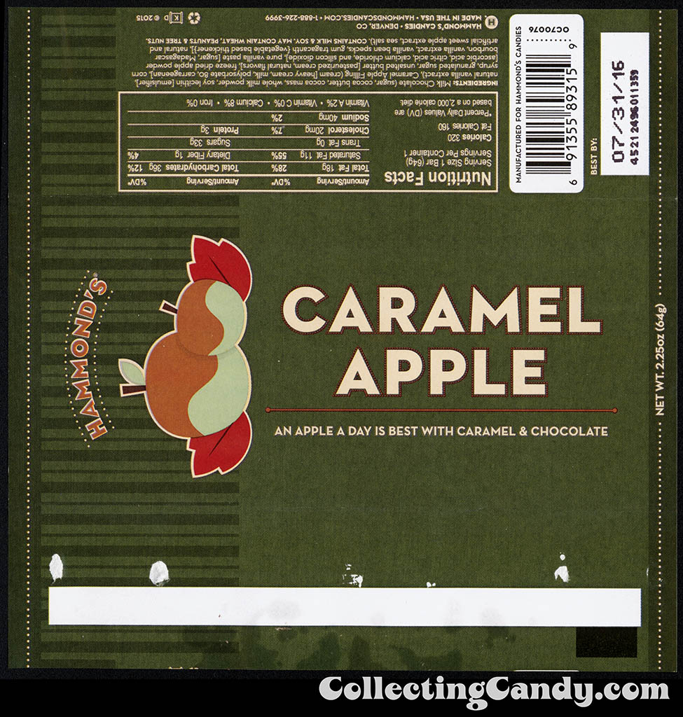 Hammond's - Halloween Caramel Apple - Target Exclusive maybe - dark chocolate bar - 2.25 oz candy wrapper - October 2015