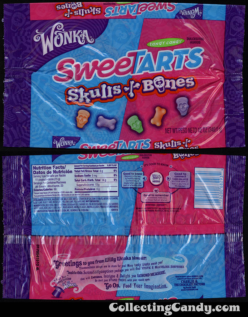 Nestle - Wonka - Sweetarts Skulls & Bones - 12 oz Halloween multi-pack candy package - October 2014