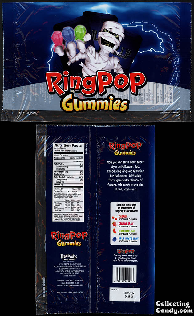 Topps - Bazooka - Ring Pop Gummies - 14_1 oz Halloween Mummy multi-bag package - 2014