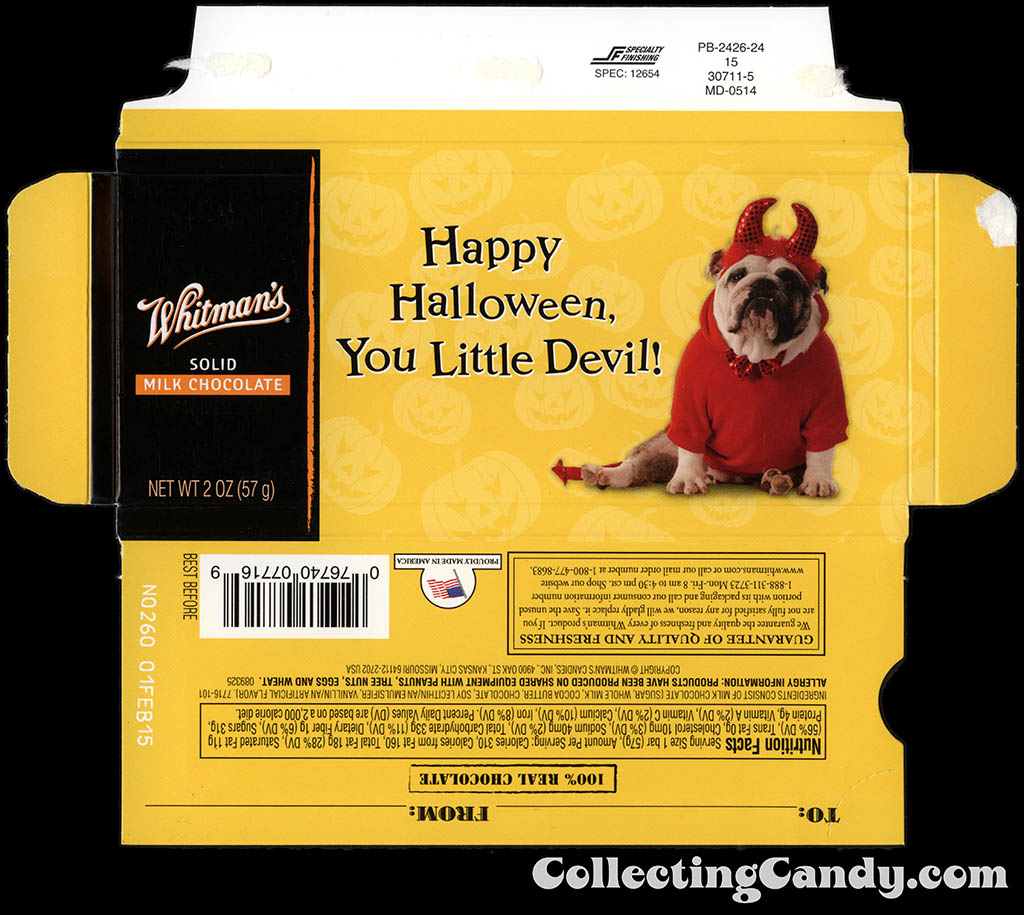 Whitman's - Halloween Pets - Dog - Happy Halloween You Little Devil - 2 oz chocolate bar box - October 2014