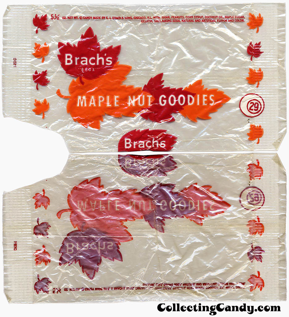 Brach's - Maple Nut Goodies - 5 1/2 oz cellophane 29-cent candy package - late 1950's early 1960's