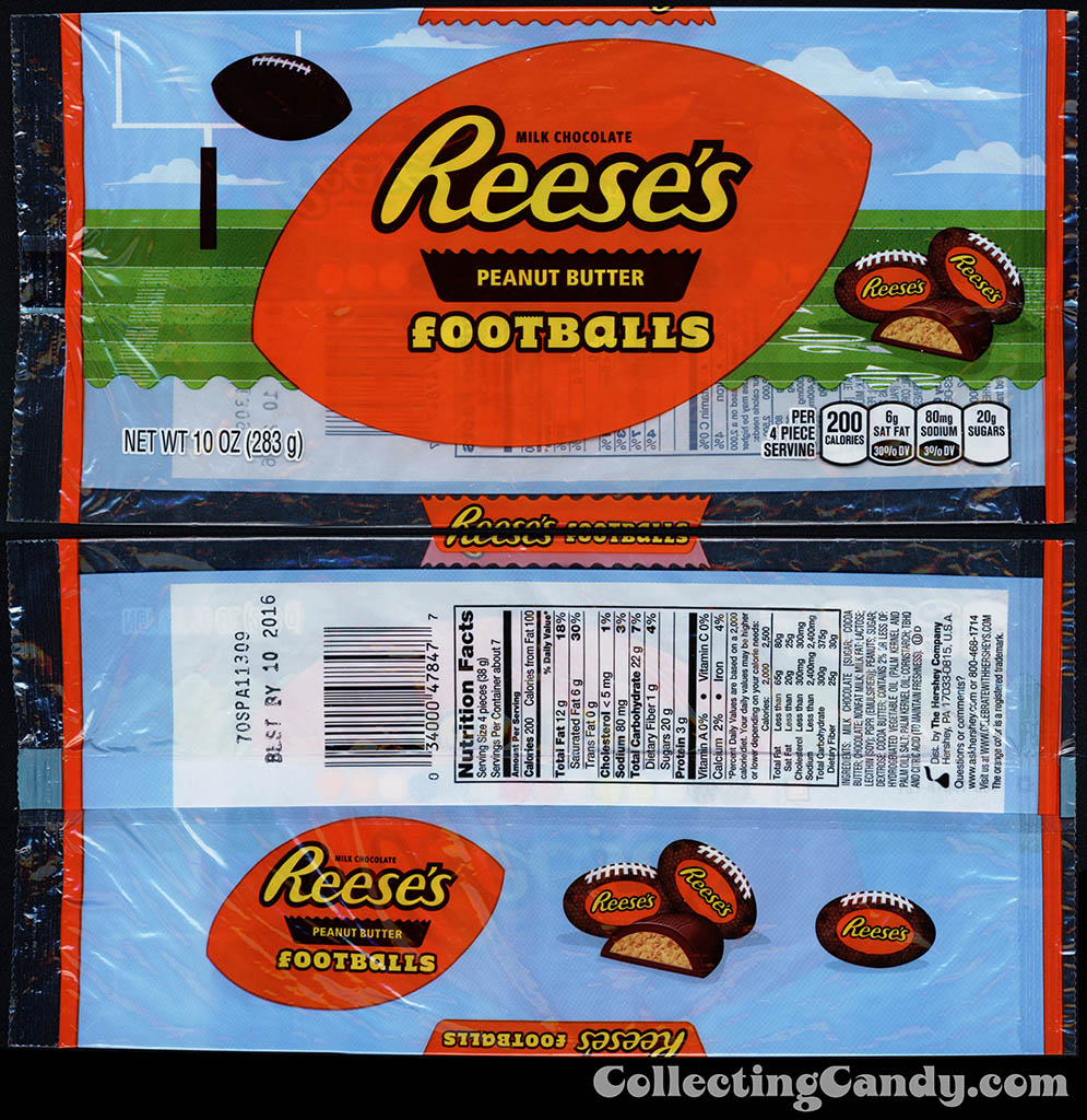 Hershey's - Reese's Peanut Butter Footballs - 10oz multi-bag candy package - January 2016