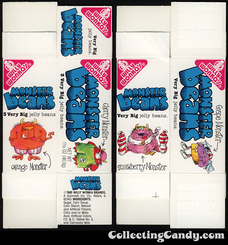  Sunmark - Willy Wonka Brands - Monster Beans - 1 5/8 oz candy box - 1981 - test market/prototype?