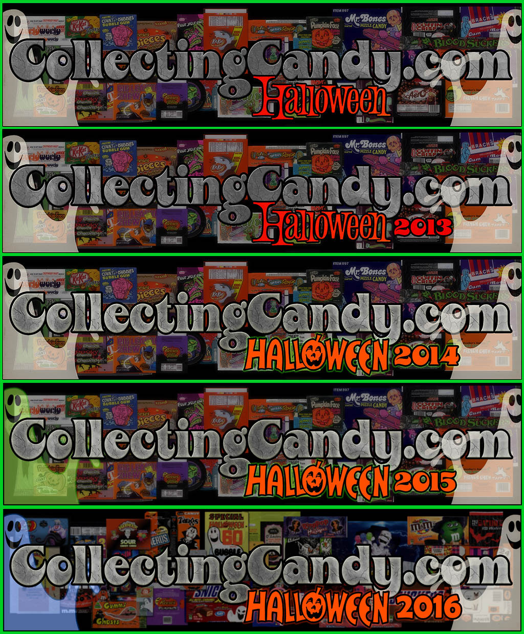 CollectingCandy.com's Halloween Masthead evolution - 2012-2016