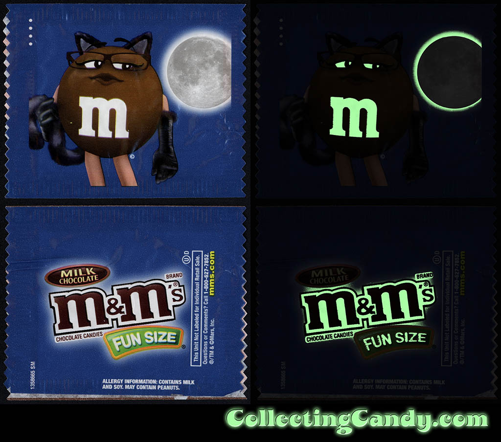 Mars - M&M's Glow-in-the-Dark Walgreens Exclusive Trick-or-Treat Fun-Size pack - Brown Cat - October 2016 - GLOW
