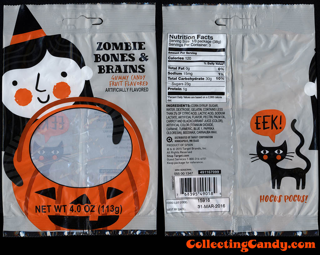 Target - Zombie Bones & Brains Gummy Candy - 4 oz Halloween candy package - October 2015