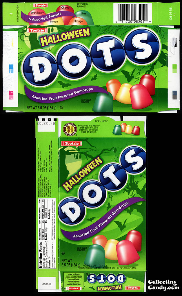 Tootsie Roll Industries - Halloween DOTS - 6.5 oz Halloween candy package box - October 2016