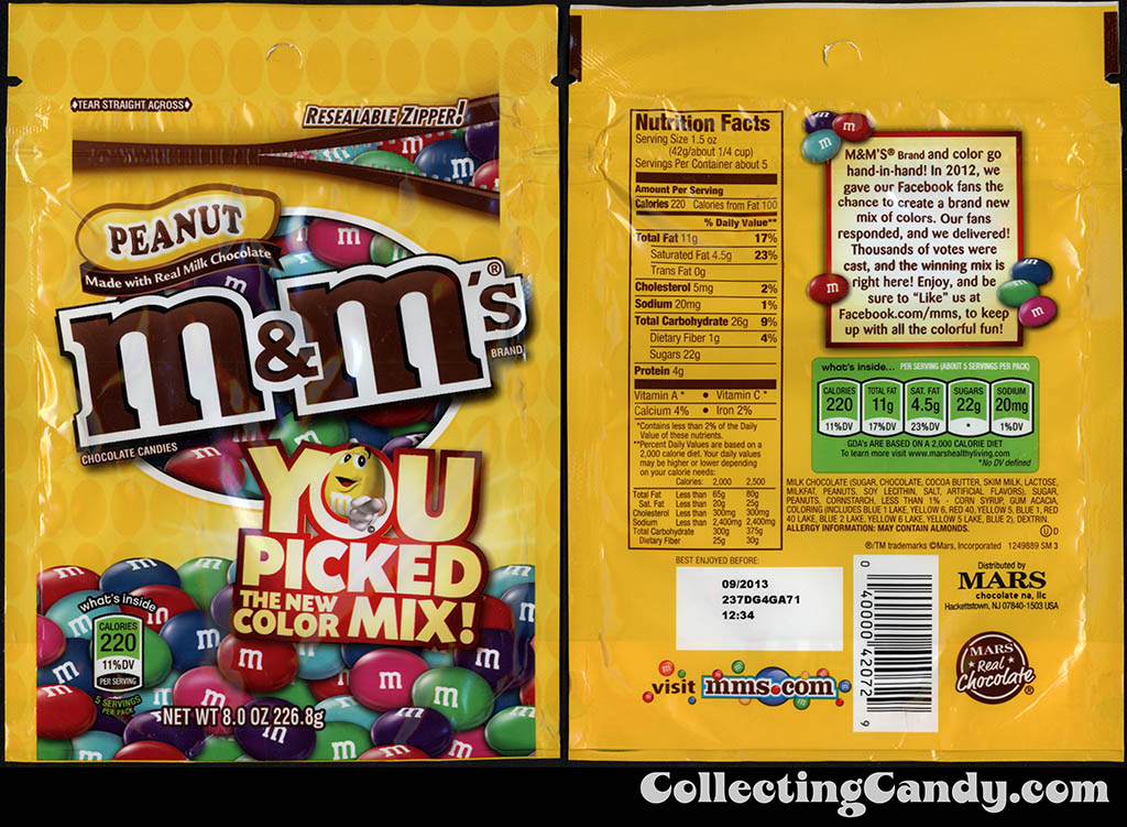 Mars - M&M's Peanut - You Picked The New Color Mix - 8oz candy package - 2012