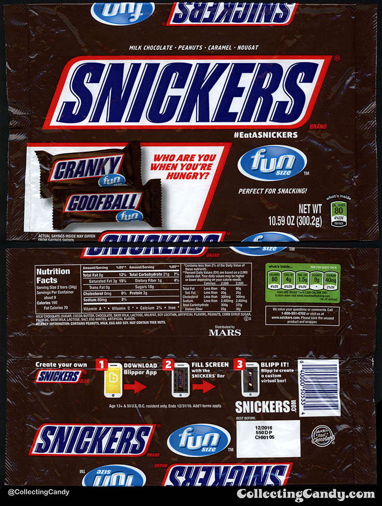 Mars - Snickers Fun Size - Eat A Snickers trait bars - 11.59 oz multi package - January 2016
