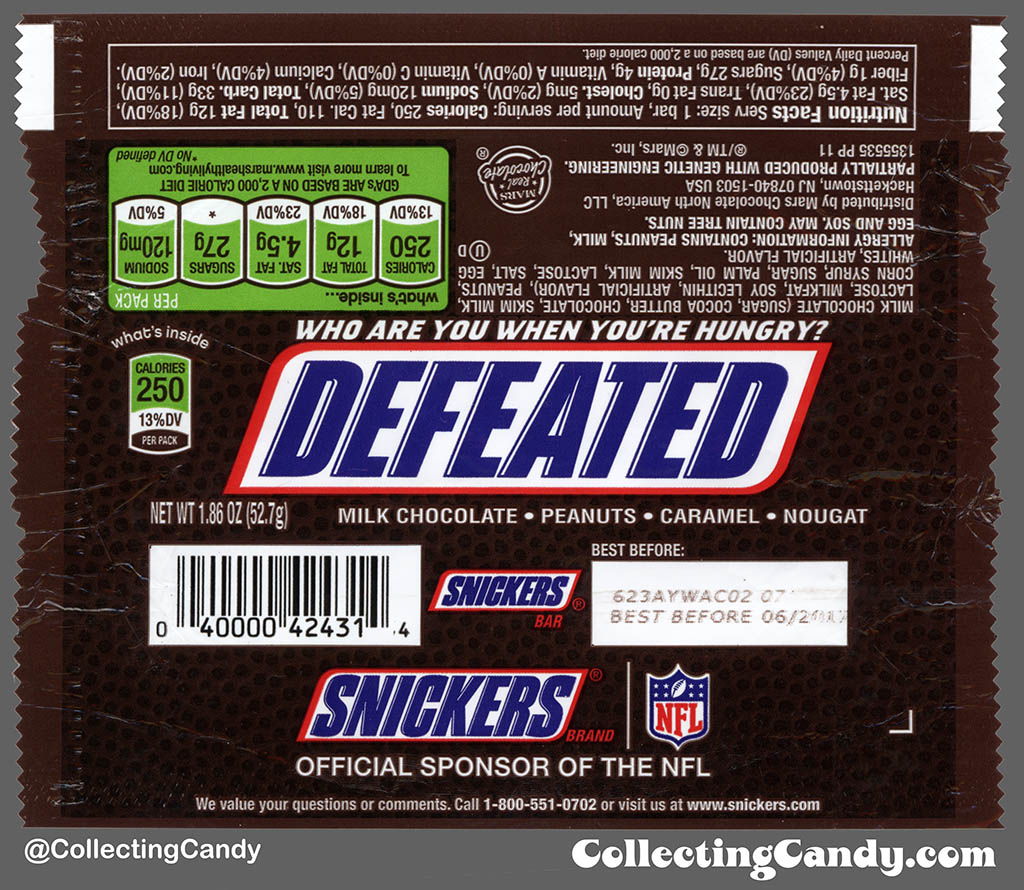 snickers nutrition facts label